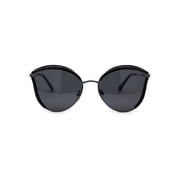 Womens Polarized Half Double Rim Butterfly Chic 90s Fashion Sunglasses Black Gunmetal Solid Black