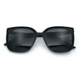 thumbnail image 1 of Womens Polarized Inset Lens Large Horn Rim Rectangle Boyfriend Sunglasses All Black, 1 of 1