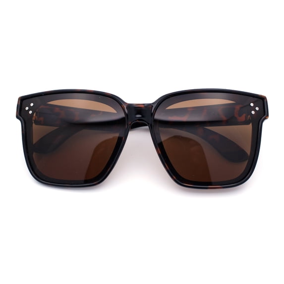 Womens Polarized Inset Lens Oversized Horn Rim Compact Fit Over Sunglasses Tortoise - Brown