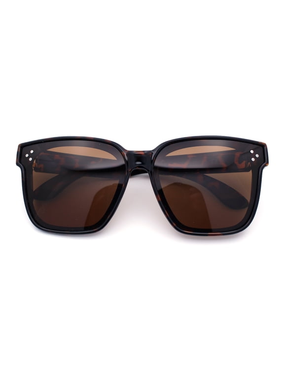 Womens Polarized Inset Lens Oversized Horn Rim Compact Fit Over Sunglasses Tortoise - Brown