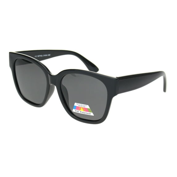 Womens Polarized Lens Designer Horn Rim Diva Sunglasses All Black