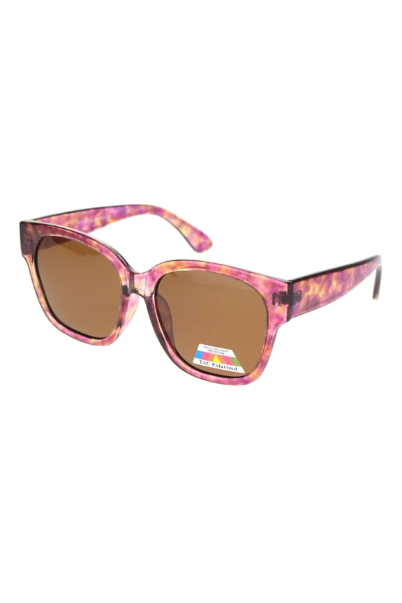 Womens Polarized Lens Designer Horn Rim Diva Sunglasses Pink Tortoise Brown