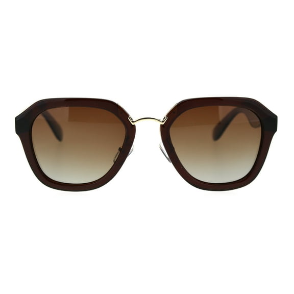 Womens Polarized Lens Luxury Retro Dad Shade Rectangular Sunglasses All Brown