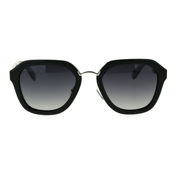 Womens Polarized Lens Luxury Retro Dad Shade Rectangular Sunglasses Black Smoke