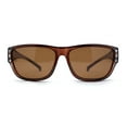 thumbnail image 1 of Womens Polarized Rhinestone 60mm Fit Over Rectangular OTG Fashion Sunglasses All Brown, 1 of 4