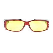 Womens Polarized Rhinestone Sunglasses that Fit Over Prescription Glasses with Night Driving Lens & UV400 Protection - Magenta