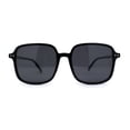 thumbnail image 1 of Womens Polarized Thin Plastic Mod Oversize Rectangle Sunglasses All Black, 1 of 4