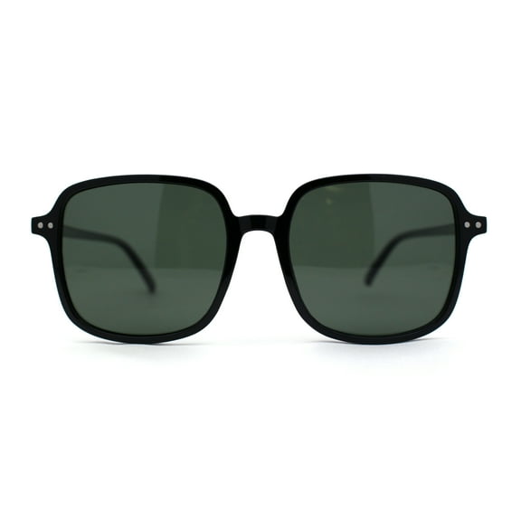 Womens Polarized Thin Plastic Mod Oversize Rectangle Sunglasses Black Green