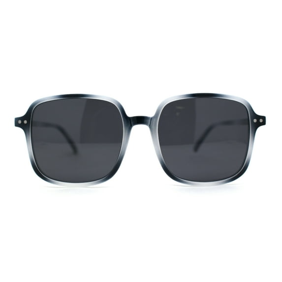 Womens Polarized Thin Plastic Mod Oversize Rectangle Sunglasses Navy Tortoise Black