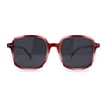 thumbnail image 1 of Womens Polarized Thin Plastic Mod Oversize Rectangle Sunglasses Red Tortoise Black, 1 of 4
