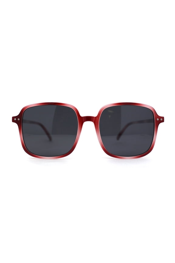 Womens Polarized Thin Plastic Mod Oversize Rectangle Sunglasses Red Tortoise Black