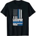 thumbnail image 1 of Womens Police American Flag Officer Usa Lover America Cop Support T-Shirt Black Large, 1 of 5