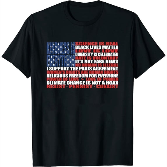 Womens Political Protest American Flag - Stand United T-Shirt Black Medium