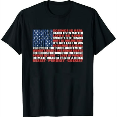 Womens Political Protest American Flag - Stand United T-Shirt Black Small
