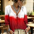 thumbnail image 1 of Womens Polka Dot Lace Up Blouses Summer V Neck 3/4 Sleeve Lace Up Blouses Drawstring Ruffle 3/4 Sleeve Summer Casual Flowy Tops, 1 of 5
