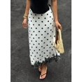 thumbnail image 1 of Womens Polka Dot Maxi Skirt Black White Satin Lace Hem Long Skirt, 1 of 8