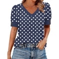 thumbnail image 1 of Womens Polka Dot Short Sleeve Tops Trendy V Neck Graphic Tee Shirts Casual Business Dressy Blouses, 1 of 5