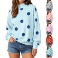 thumbnail image 1 of Womens Polka Dot Sweatshirts Mock Neck Long Sleeve Pullover Oversized Loose Fit Print Top Casual Fall Tops, 1 of 5
