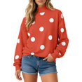 thumbnail image 1 of Womens Polka Dot Sweatshirts Neck Long Sleeve Pullover Tops Oversized Drop Shoulder Loose Fit Soft Cute Graphic Print Y2K Casual Fall Fashion Outfits, 1 of 7