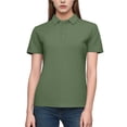 thumbnail image 1 of Womens Polo Shirt Short Sleeve Stretch Nylon Spandex Fitted Ribbed Casual Work Golf Shirt Army Green,Size L, 1 of 6