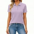 thumbnail image 1 of Womens Polo Shirts Short Sleeve Button Lapel Collared Summer Tops Business Casual Basic Tees Light Purple 2XL, 1 of 4