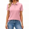thumbnail image 1 of Womens Polo Shirts Short Sleeve Button Lapel Collared Summer Tops Business Casual Basic Tees Pink L, 1 of 4