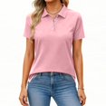 thumbnail image 1 of Womens Polo Shirts Short Sleeve Button Lapel Collared Summer Tops Business Casual Basic Tees Pink XL, 1 of 4
