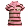 thumbnail image 1 of Womens Polo Shirts Short Sleeve Collared Retro Stripe Color Block Slim Fit Summer Casual Sweet Cool Top Red L, 1 of 2