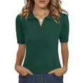 thumbnail image 1 of Womens Polo Shirts Short Sleeve V Neck Knitted Casual Office Tops Summer Pullover L, 1 of 1