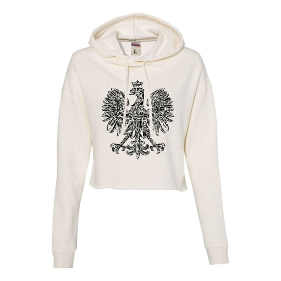 Womens Polska Eagle Polish Pride Poland Cropped Hooded Sweatshirt