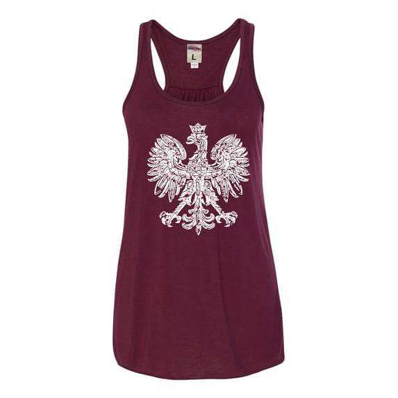 Womens Polska Eagle Polish Pride Poland Flowy Racerback Tank Top T-Shirt