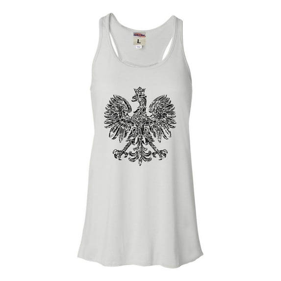 Womens Polska Eagle Polish Pride Poland Flowy Racerback Tank Top T-Shirt