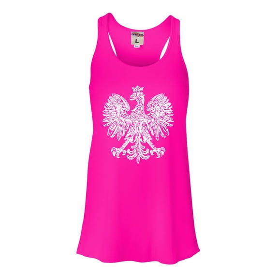 Womens Polska Eagle Polish Pride Poland Flowy Racerback Tank Top T-Shirt