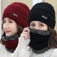 thumbnail image 1 of Womens Pom Beanie Hat Scarf Set Girls Cute Winter Ski Hat Slouchy Knit Skull Cap with Fleece Lined, 1 of 8