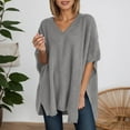 thumbnail image 1 of Womens Poncho Sweater V Neck Batwing Sleeveless Shawl Pullover Sweaters (GY2 S), 1 of 3
