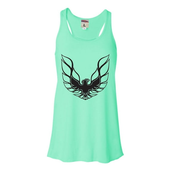 Womens Pontiac Firebird Logo GTA Trans-Am Retro Flowy Racerback Tank Top T-Shirt