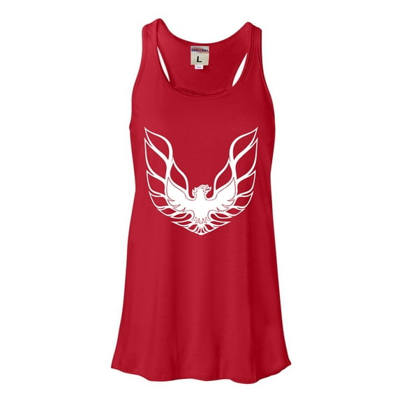 Womens Pontiac Firebird Logo GTA Trans-Am Retro Flowy Racerback Tank Top T-Shirt