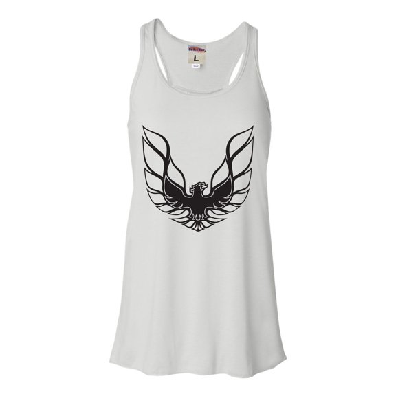 Womens Pontiac Firebird Logo GTA Trans-Am Retro Flowy Racerback Tank Top T-Shirt