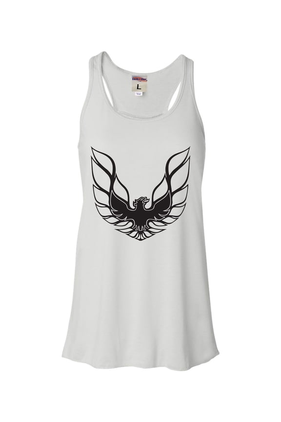 Womens Pontiac Firebird Logo GTA Trans-Am Retro Flowy Racerback Tank Top T-Shirt
