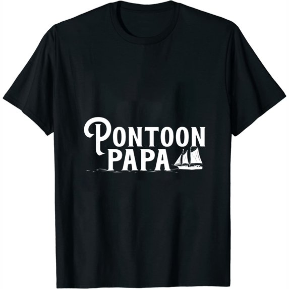 Womens Pontoon Papa Boat Sailor Seafarer Ocean Life Best Dad Ever T-Shirt Black X-Large
