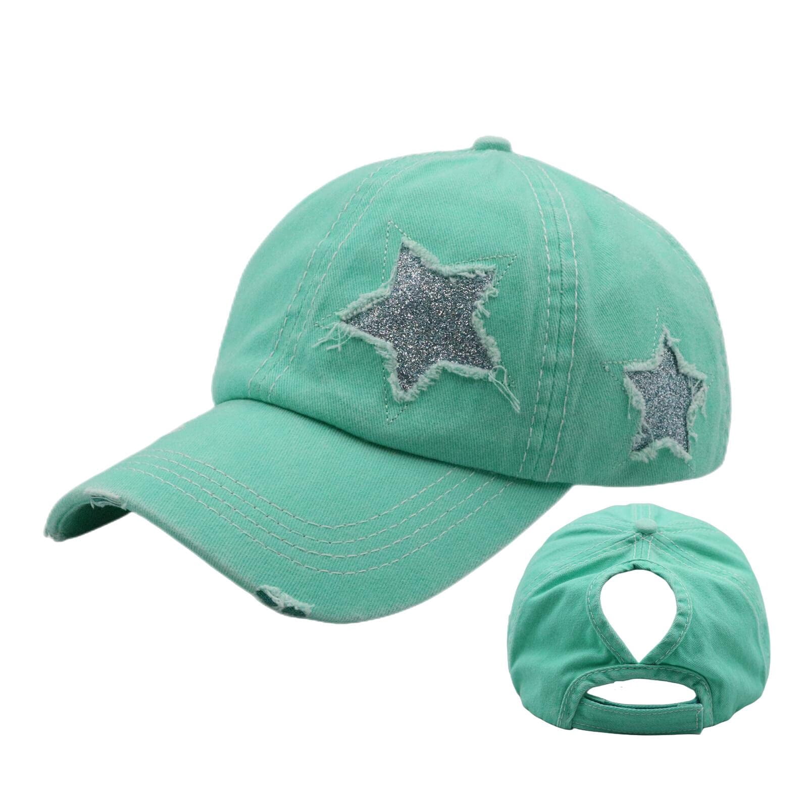 〽️Women Turquoise High Ponytail Baseball Cap Trucker Bad Hair Day Adjustable Notch Classic Adjustable Jade Green Ponytail Hat | Notchgear.com main image 4