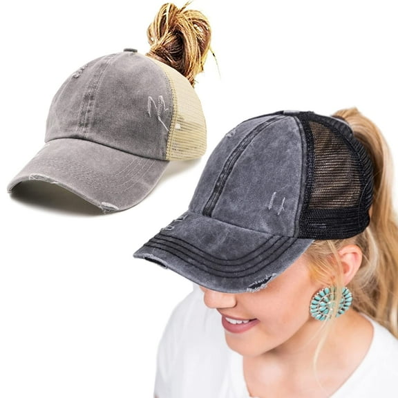 Womens Pony Hat High Ponytail Baseball Cap Girls Messy Bun Caps Camouflage Trucker Adjustable Dad Hat