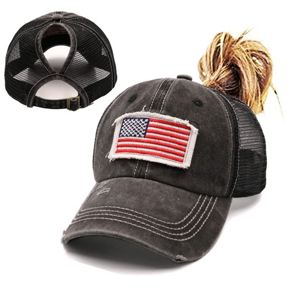Womens Pony Hat High Ponytail Baseball Cap Girls Messy Bun Caps Camouflage Trucker Adjustable Dad Hat