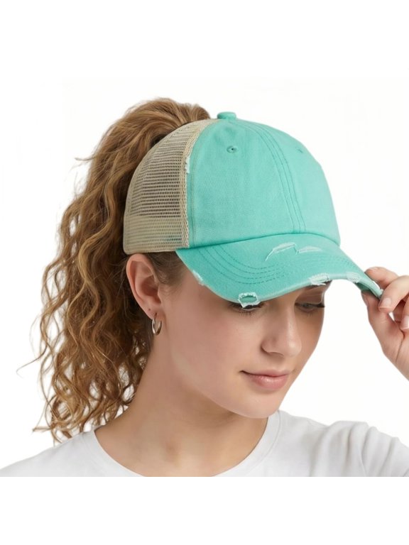 Womens Pony Hat High Ponytail Baseball Cap Girls Messy Bun Caps Camouflage Trucker Bad Hair Day Adjustable Dad Hat