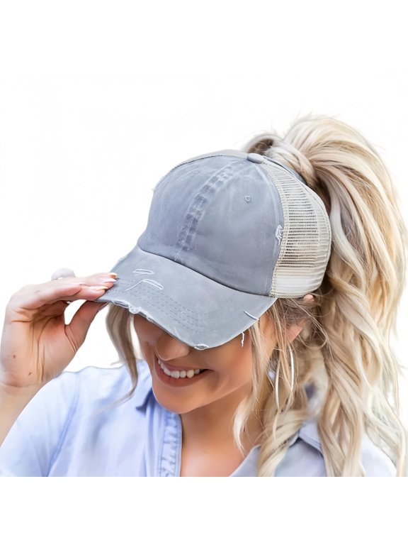 Womens Pony Hat High Ponytail Baseball Cap Girls Messy Bun Caps Camouflage Trucker Bad Hair Day Adjustable Dad Hat