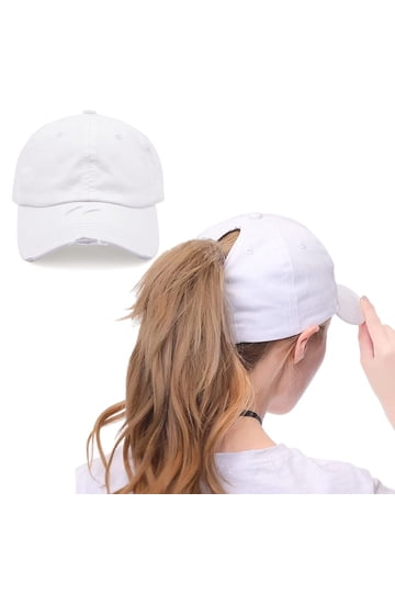 〽️Women\'s White High Ponytail Baseball Cap Trucker Bad Hair Day Adjustable Womens Hat High Ponytail Baseball Cap Girls Messy Bun Caps  main image 3
