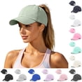 thumbnail image 1 of Womens Ponytail Baseball Cap Adjustable High Messy Bun Ponycap Quick Drying Trucker Hats, 1 of 9