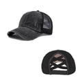 thumbnail image 1 of Womens Ponytail Baseball Cap Mesh Washed Vintage Cotton Trucker Dad Hat Adjustable Casual Sun Cap Black A, 1 of 3