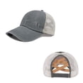 thumbnail image 1 of Womens Ponytail Baseball Cap Mesh Washed Vintage Cotton Trucker Dad Hat Adjustable Casual Sun Cap Light Gray A, 1 of 3