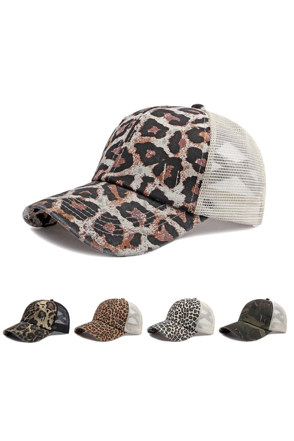 Womens Ponytail Mesh Baseball Cap Washed Retro Trucker Hat Summer Outdoor Sports Breathable Multicolour